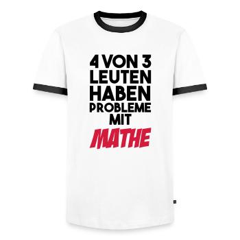 4 von 3 Leuten gaben Probleme mit Mathe - Männer Kontrast-T-Shirt - Weiß/Schwarz - Vorne - AI Model Female 172 light (172cm) & AI Model Male 178 dark (178cm)