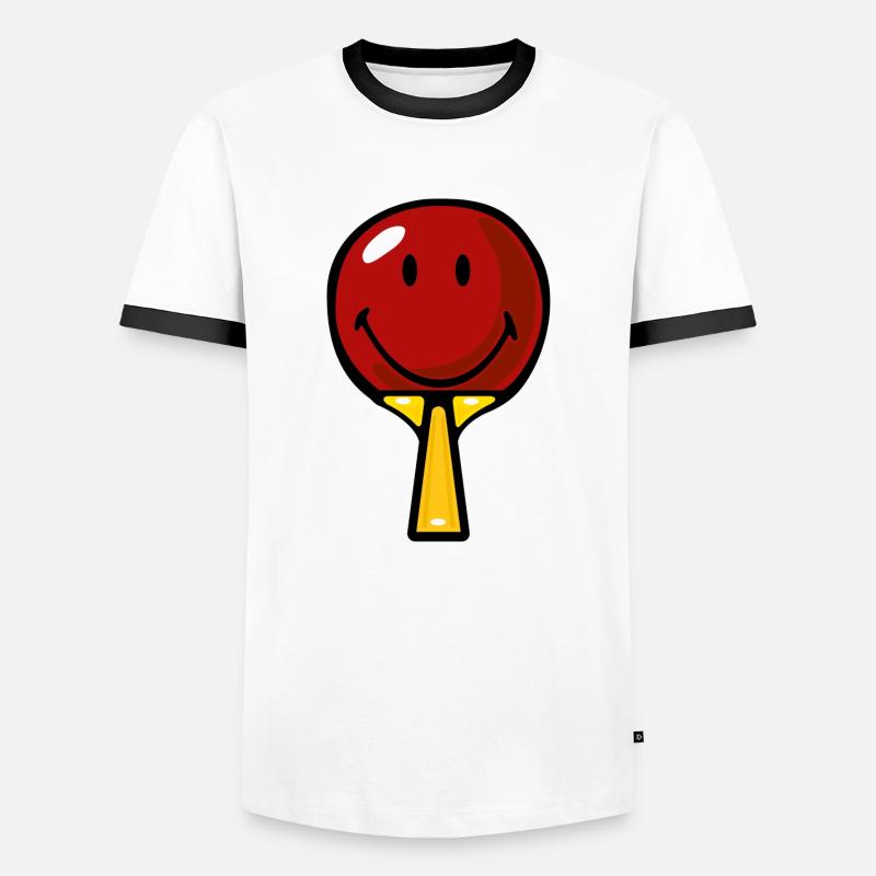 Smiley Table Tennis Racket - Männer Kontrast-T-Shirt - Weiß/Schwarz