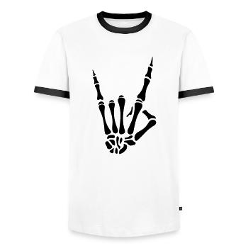 skull hand party symbol rock - Männer Kontrast-T-Shirt - Weiß/Schwarz - Vorne - AI Model Female 172 light (172cm) & AI Model Male 178 dark (178cm)
