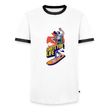 skate for life - T-shirt contrasté Homme - blanc/noir - Devant - AI Model Female 172 light (172cm) & AI Model Male 178 dark (178cm)