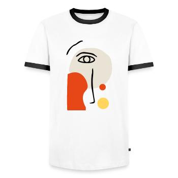illustration abstrak - T-shirt contrasté Homme - blanc/noir - Devant - AI Model Female 172 light (172cm) & AI Model Male 178 dark (178cm)