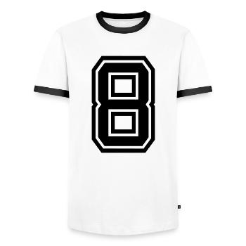 8 - Men's Ringer Shirt - white/black - Front - AI Model Female 172 light (172cm) & AI Model Male 178 dark (178cm)