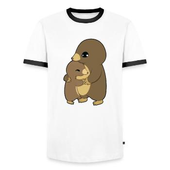 Étreinte de taupe - T-shirt contrasté Homme - blanc/noir - Devant - AI Model Female 172 light (172cm) & AI Model Male 178 dark (178cm)