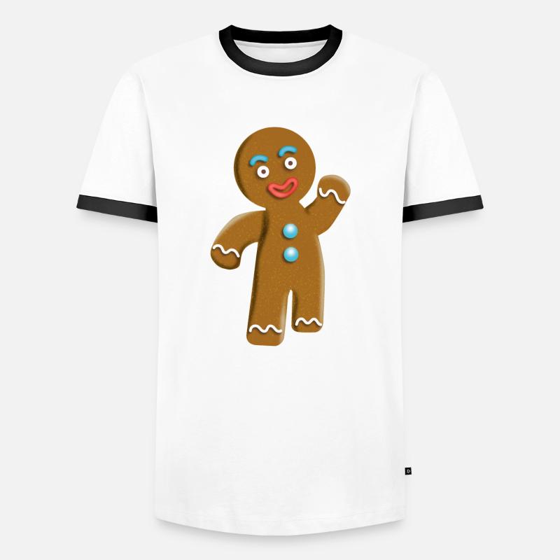 Süsser Lebkuchenmann - Männer Kontrast-T-Shirt - Weiß/Schwarz