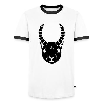 Demonic Squirrel - Men's Ringer Shirt - white/black - Front - AI Model Female 172 light (172cm) & AI Model Male 178 dark (178cm)