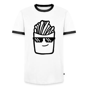 Sunglasses French fries - Men's Ringer Shirt - white/black - Front - AI Model Female 172 light (172cm) & AI Model Male 178 dark (178cm)