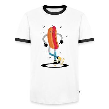 Rollerskaten Rollerskater Skating Hot Dog Fries - Men's Ringer Shirt - white/black - Front - AI Model Female 172 light (172cm) & AI Model Male 178 dark (178cm)