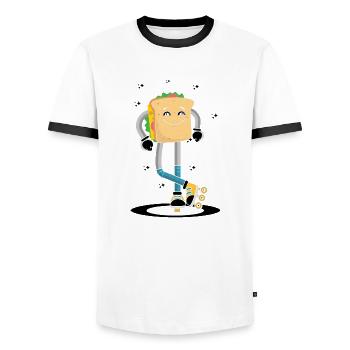 Rollerskaten Rollerskater Skaten Sandwich Bread - Men's Ringer Shirt - white/black - Front - AI Model Female 172 light (172cm) & AI Model Male 178 dark (178cm)