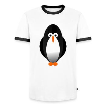 Penguin - Men's Ringer Shirt - white/black - Front - AI Model Female 172 light (172cm) & AI Model Male 178 dark (178cm)