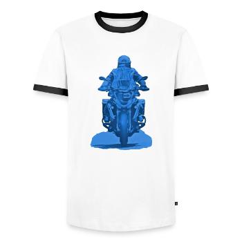 Motorcyclist blue - Men's Ringer Shirt - white/black - Front - AI Model Female 172 light (172cm) & AI Model Male 178 dark (178cm)