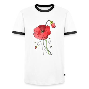 Flowers - Men's Ringer Shirt - white/black - Front - AI Model Female 172 light (172cm) & AI Model Male 178 dark (178cm)