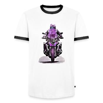 GS Motorradfahrer lila - Männer Kontrast-T-Shirt - Weiß/Schwarz - Vorne - AI Model Female 172 light (172cm) & AI Model Male 178 dark (178cm)