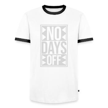 pas de jours de congé devis - T-shirt contrasté Homme - blanc/noir - Devant - AI Model Female 172 light (172cm) & AI Model Male 178 dark (178cm)