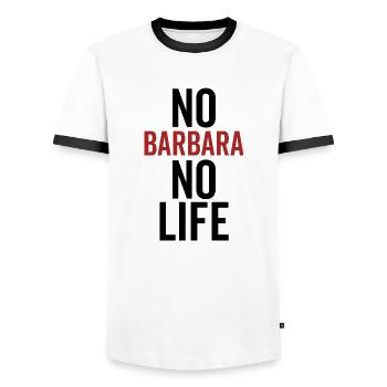 Nein Barbara Kein Leben - Männer Kontrast-T-Shirt - Weiß/Schwarz - Vorne - AI Model Female 172 light (172cm) & AI Model Male 178 dark (178cm)