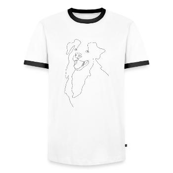 Hundefreund - Männer Kontrast-T-Shirt - Weiß/Schwarz - Vorne - AI Model Female 172 light (172cm) & AI Model Male 178 dark (178cm)