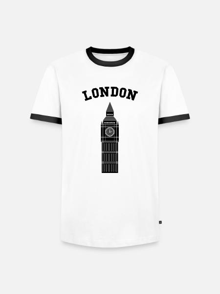 Londres Big Ben - T-shirt contrasté Homme - blanc/noir