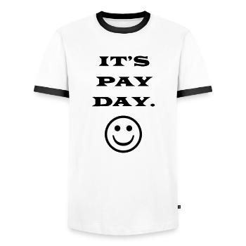 ITS PAY DAY - Men's Ringer Shirt - white/black - Front - AI Model Female 172 light (172cm) & AI Model Male 178 dark (178cm)