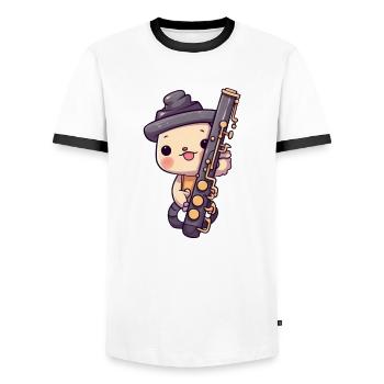 Clarinette dans le style comique - T-shirt contrasté Homme - blanc/noir - Devant - AI Model Female 172 light (172cm) & AI Model Male 178 dark (178cm)