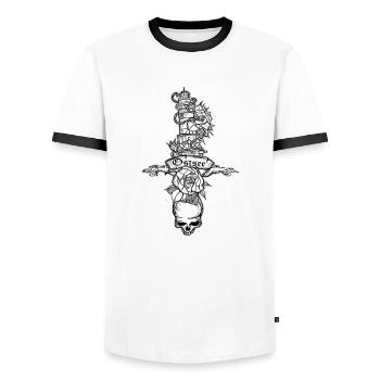 Baltic Sea // Illustration - Men's Ringer Shirt - white/black - Front - AI Model Female 172 light (172cm) & AI Model Male 178 dark (178cm)