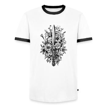 Knife Cutler Knife Lover - Men's Ringer Shirt - white/black - Front - AI Model Female 172 light (172cm) & AI Model Male 178 dark (178cm)