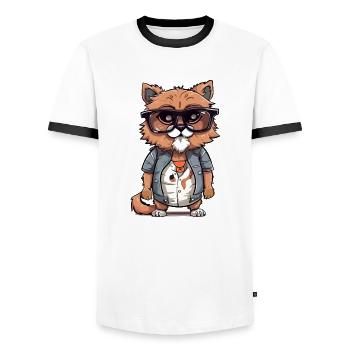 Dalox der Streuer - Männer Kontrast-T-Shirt - Weiß/Schwarz - Vorne - AI Model Female 172 light (172cm) & AI Model Male 178 dark (178cm)