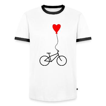 Herz-Fahrrad - Männer Kontrast-T-Shirt - Weiß/Schwarz - Vorne - AI Model Female 172 light (172cm) & AI Model Male 178 dark (178cm)