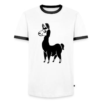 Alpaka - Männer Kontrast-T-Shirt - Weiß/Schwarz - Vorne - AI Model Female 172 light (172cm) & AI Model Male 178 dark (178cm)
