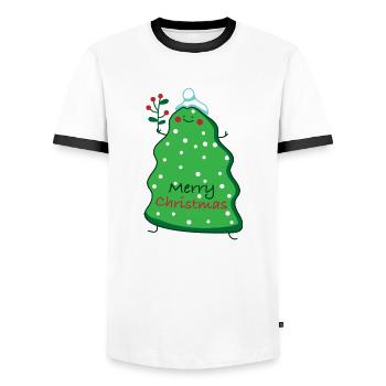 Christmas Tanne - Männer Kontrast-T-Shirt - Weiß/Schwarz - Vorne - AI Model Female 172 light (172cm) & AI Model Male 178 dark (178cm)