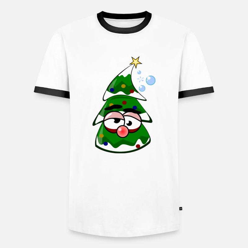 Drunk Christmas Tree - Men's Ringer Shirt - white/black