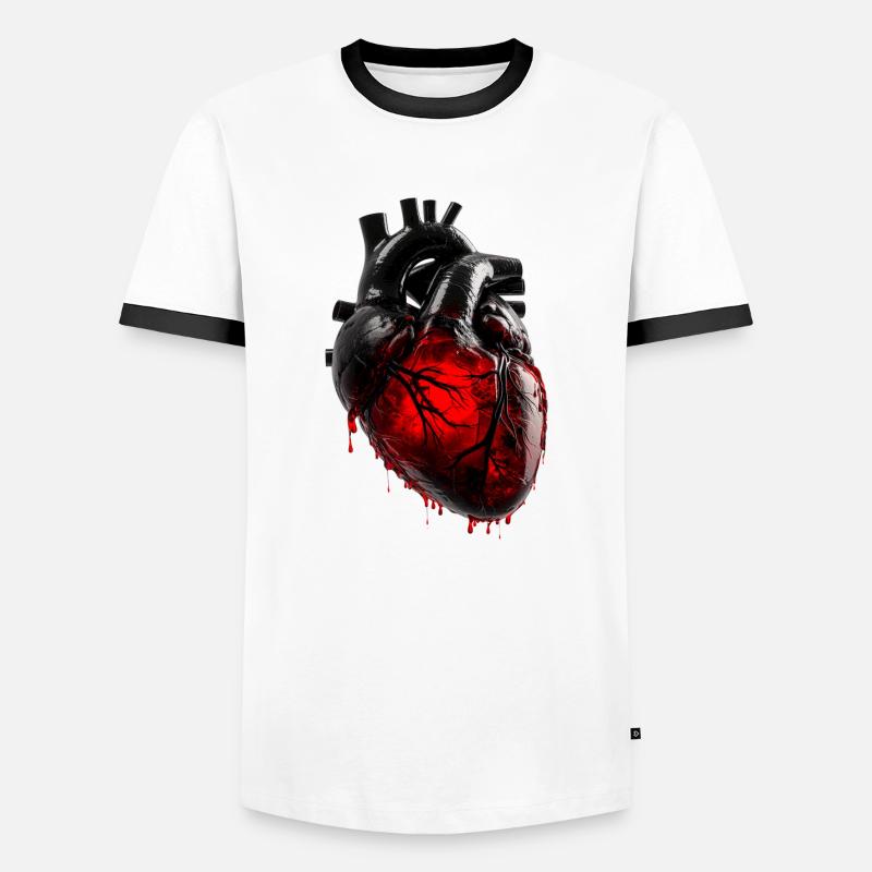 Vantaschwarzes Herz - Männer Kontrast-T-Shirt - Weiß/Schwarz