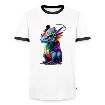 Süßer chinesischer Baby Drache bunt Männer Frauen - Männer Kontrast-T-Shirt - Weiß/Schwarz - Vorne - AI Model Female 172 light (172cm) & AI Model Male 178 dark (178cm)