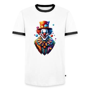 Clown / Circus / Carnival / Carnival / Playful - Men's Ringer Shirt - white/black - Front - AI Model Female 172 light (172cm) & AI Model Male 178 dark (178cm)