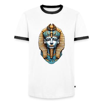 Ägypten / Pharao / Mumien / Hieroglyphen / Sphinx - Männer Kontrast-T-Shirt - Weiß/Schwarz - Vorne - AI Model Female 172 light (172cm) & AI Model Male 178 dark (178cm)