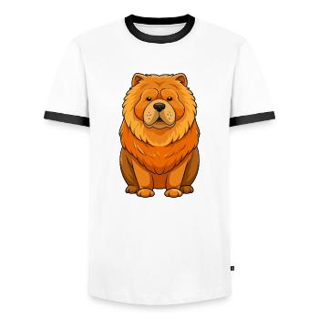 Behold the regal charm of a Chow Chow in this stun - Men's Ringer Shirt - white/black - Front - AI Model Female 172 light (172cm) & AI Model Male 178 dark (178cm)