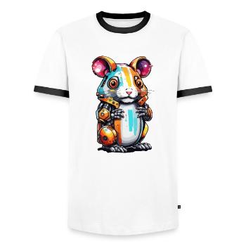 Robot Animal / AI / Mechanized Animals / Comic - Men's Ringer Shirt - white/black - Front - AI Model Female 172 light (172cm) & AI Model Male 178 dark (178cm)