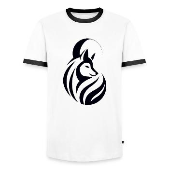 Wolf Tribal - Männer Kontrast-T-Shirt - Weiß/Schwarz - Vorne - AI Model Female 172 light (172cm) & AI Model Male 178 dark (178cm)