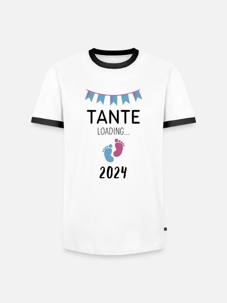 Tante Loading... 2024 - Männer Kontrast-T-Shirt - Weiß/Schwarz