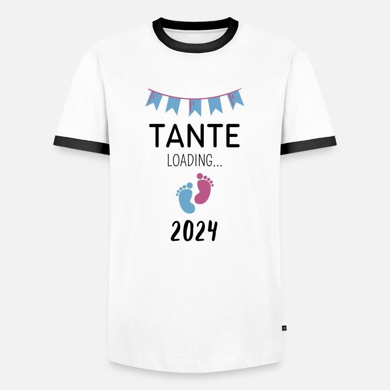 Tante Loading... 2024 - Männer Kontrast-T-Shirt - Weiß/Schwarz