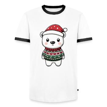 Polar Bear Christmas - Men's Ringer Shirt - white/black - Front - AI Model Female 172 light (172cm) & AI Model Male 178 dark (178cm)