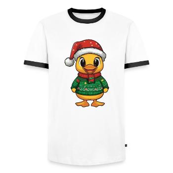 Noël de canard - T-shirt contrasté Homme - blanc/noir - Devant - AI Model Female 172 light (172cm) & AI Model Male 178 dark (178cm)