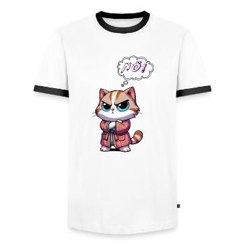 Non, le chat refuse de dire non - T-shirt contrasté Homme - blanc/noir - Devant - AI Model Female 172 light (172cm) & AI Model Male 178 dark (178cm)