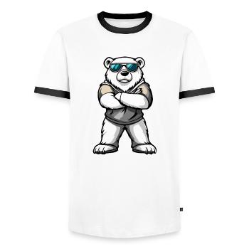 Polar Bear Comic - Men's Ringer Shirt - white/black - Front - AI Model Female 172 light (172cm) & AI Model Male 178 dark (178cm)