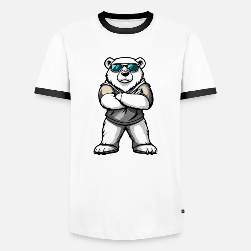 Polar Bear Comic - Men's Ringer Shirt - white/black