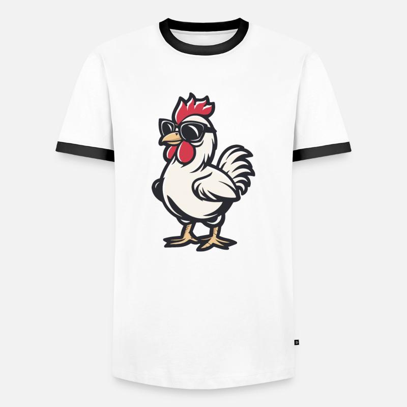 Huhn Comic Cool - Männer Kontrast-T-Shirt - Weiß/Schwarz
