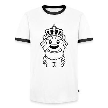 Chien Couronne Roi Prince Lord Souverain Majesté - T-shirt contrasté Homme - blanc/noir - Devant - AI Model Female 172 light (172cm) & AI Model Male 178 dark (178cm)