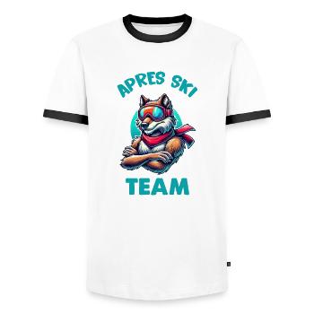 wolf skibrille apres ski - Männer Kontrast-T-Shirt - Weiß/Schwarz - Vorne - AI Model Female 172 light (172cm) & AI Model Male 178 dark (178cm)