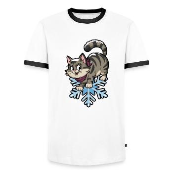 Winter Sibirische Pistenraupe - Männer Kontrast-T-Shirt - Weiß/Schwarz - Vorne - AI Model Female 172 light (172cm) & AI Model Male 178 dark (178cm)