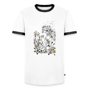 Blumen - Männer Kontrast-T-Shirt - Weiß/Schwarz - Vorne - AI Model Female 172 light (172cm) & AI Model Male 178 dark (178cm)
