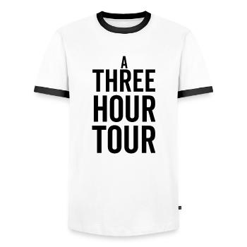 Une visite de trois heures - T-shirt contrasté Homme - blanc/noir - Devant - AI Model Female 172 light (172cm) & AI Model Male 178 dark (178cm)
