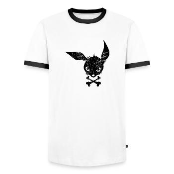 lapin enervé noir angry rabbit - T-shirt contrasté Homme - blanc/noir - Devant - AI Model Female 172 light (172cm) & AI Model Male 178 dark (178cm)